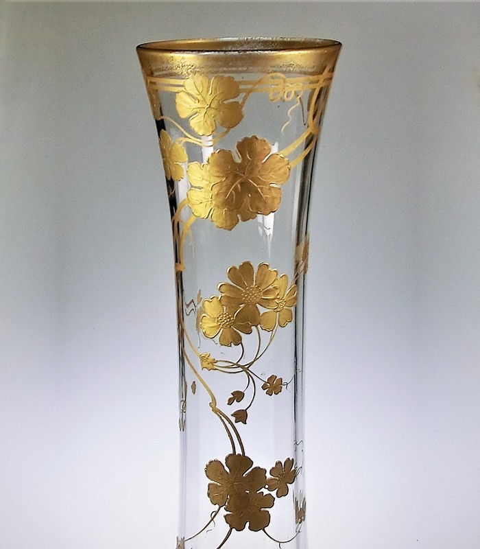 Baccarat オールドバカラ/※極稀少作品 ジャポニズム グリーン　花鳥花瓶高さ95cm
